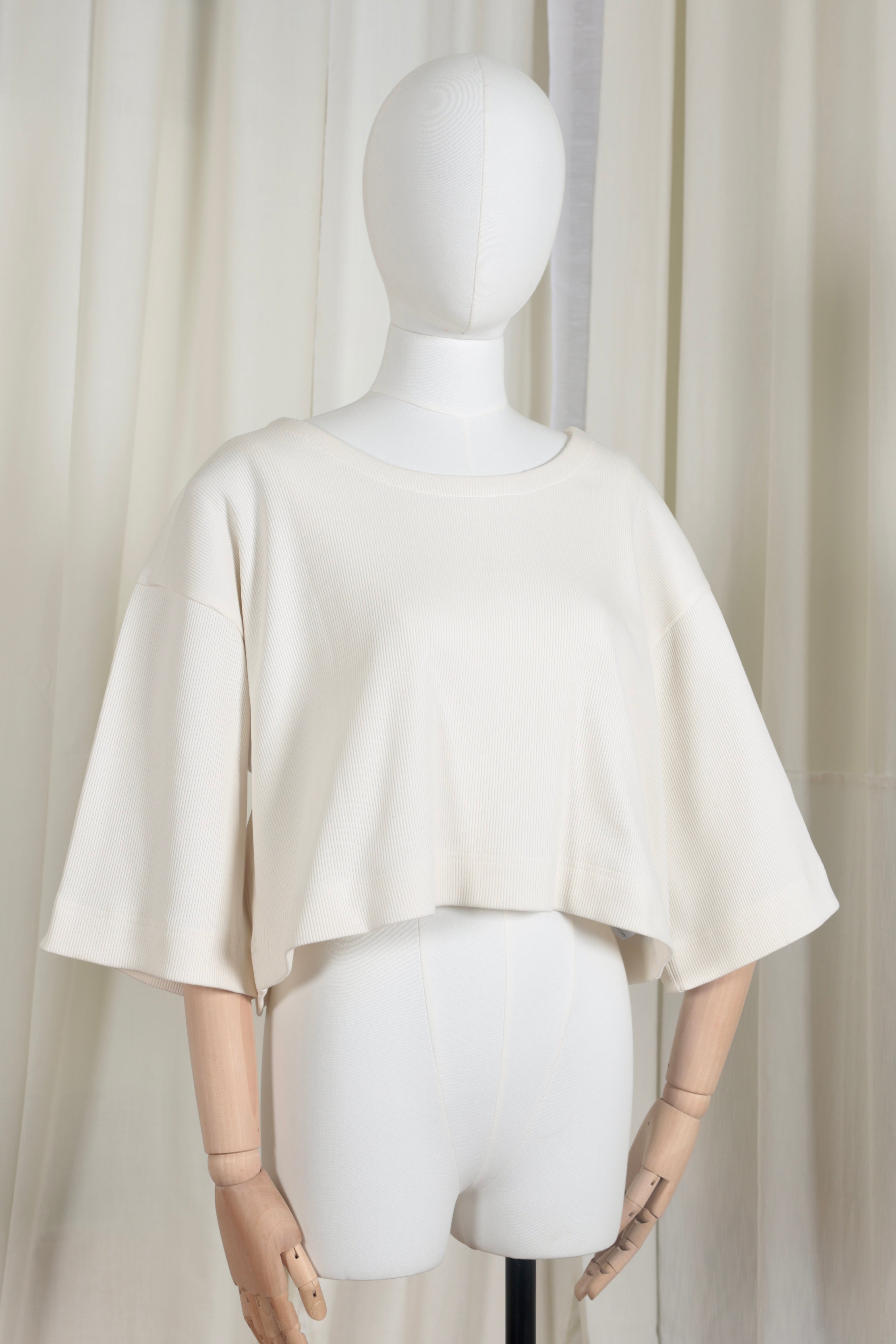 SIERRA dikke jersey met ribbel in wit