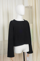 JULIET zwarte sweaterstof met lusjes