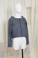 DELTA lichte wolmix met subtiel blauw streepje