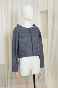 DELTA lichte wolmix met subtiel blauw streepje