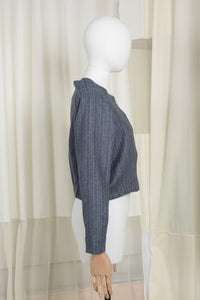 DELTA lichte wolmix met subtiel blauw streepje