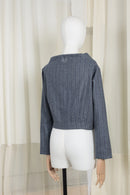 DELTA lichte wolmix met subtiel blauw streepje