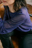 JULIET paarse transparante strech tule